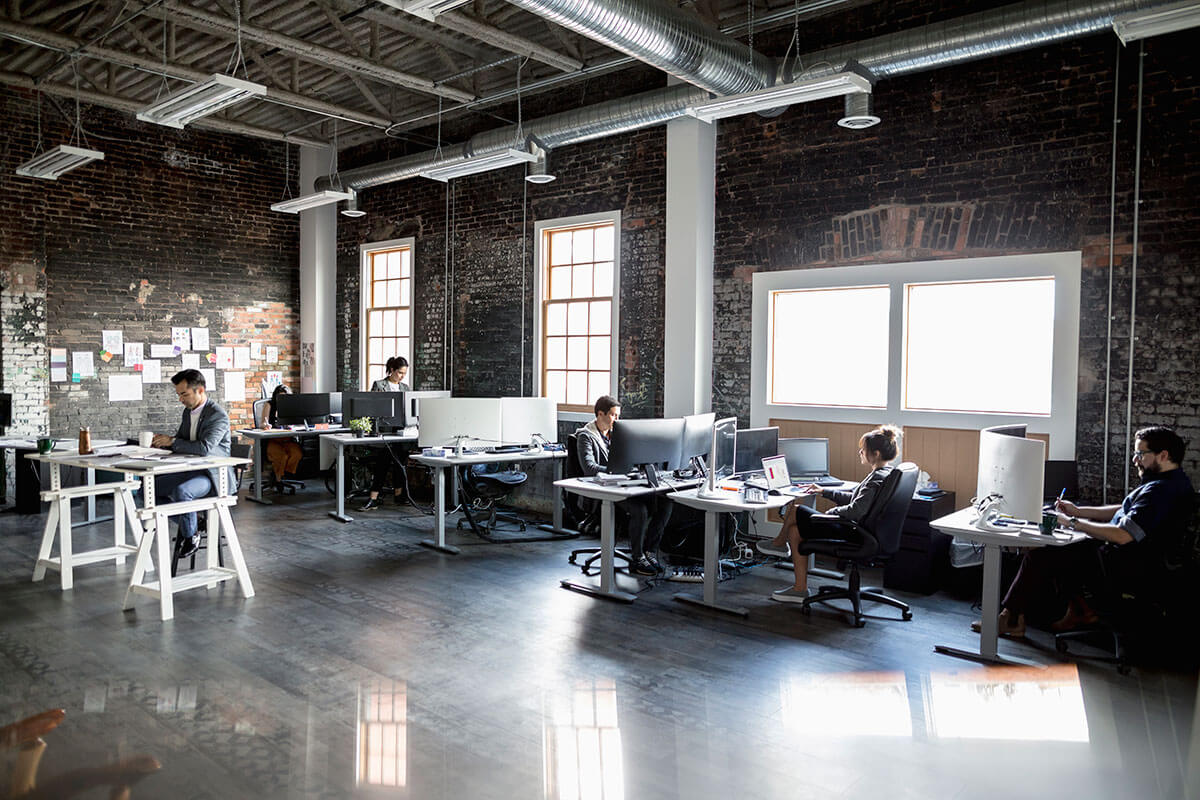 Desks in an office