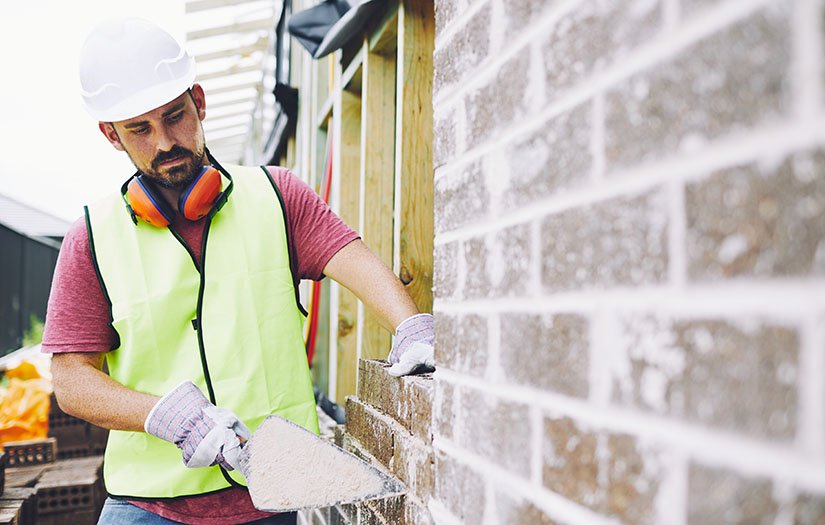 masonry worker doing brick work